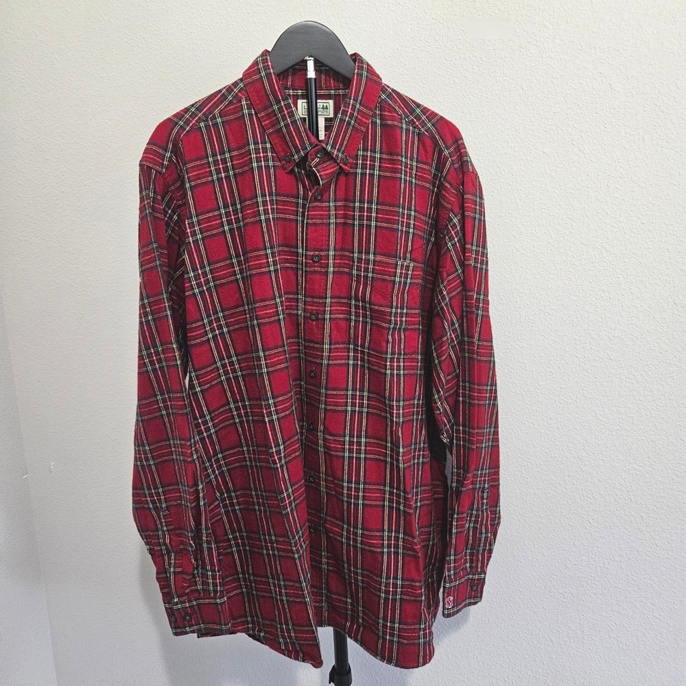 LL Bean Flannel Shirt Men XL Tall Red Plaid Long Sleeve Button Down Heritage
